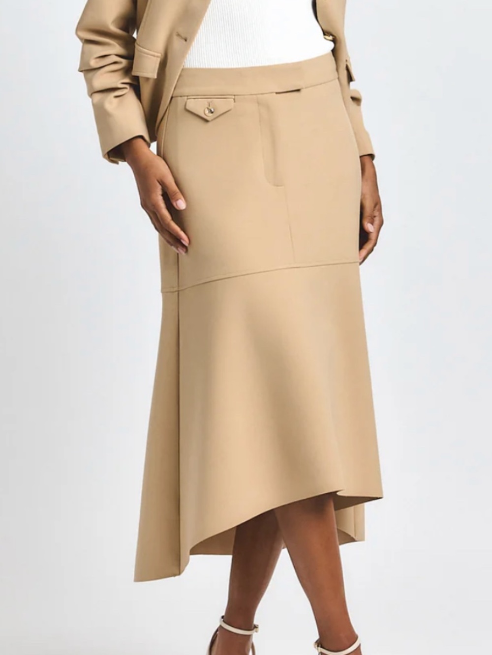 Derek Lam 10 Crosby 'Nicolette' Midi Skirt in Camel (NWOT)